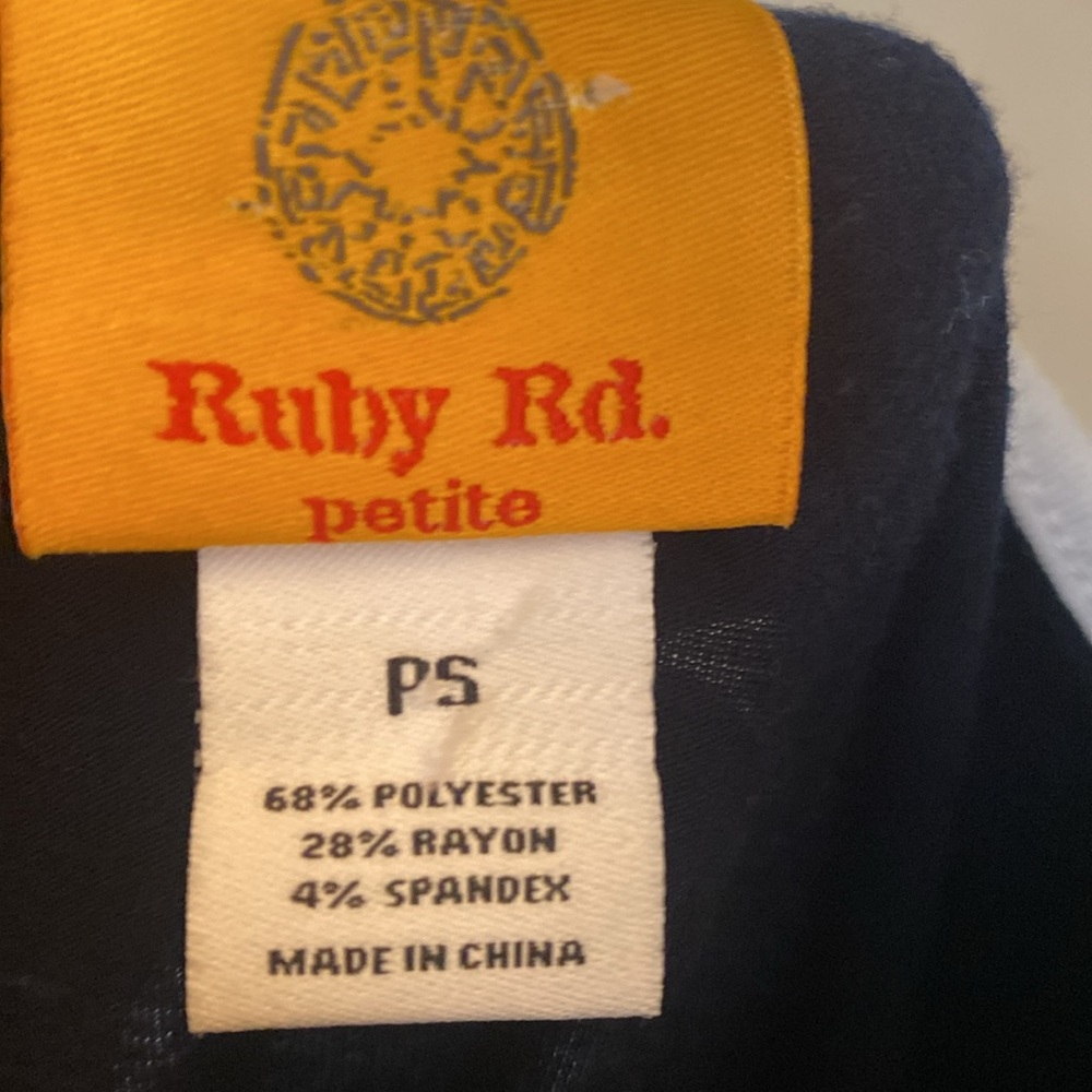 Ruby Rd. Stylish burnt orange /Navy/White Women's Top size PS - Picture 2 of 9